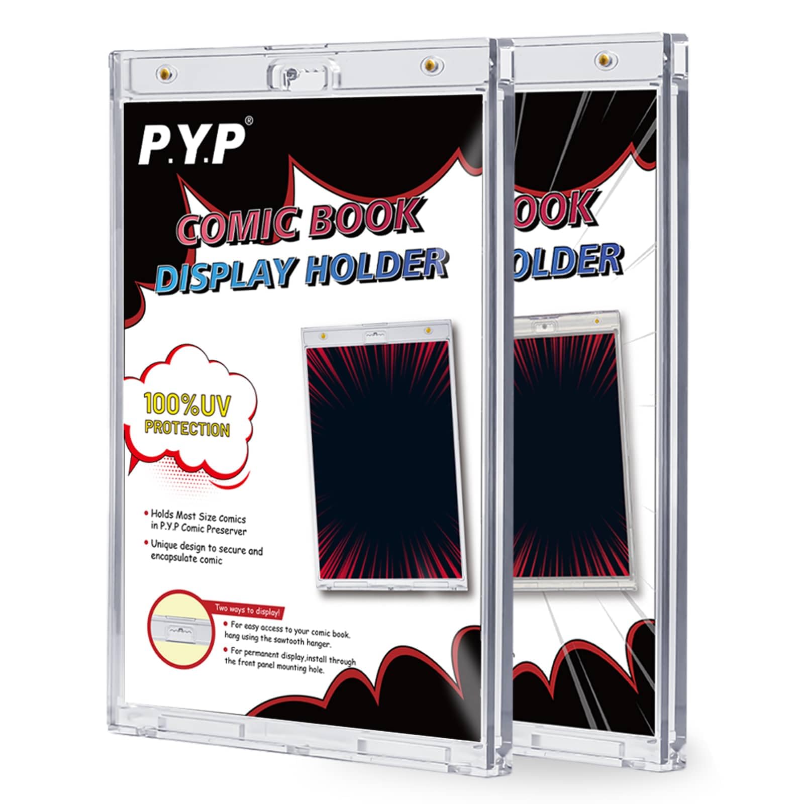 Photo 1 of 2ct Magnetic Comic-Book Display Cases - Crystal Clear One Touch Comic Book Holders, UV Protection Comic Book Slab Protectors, Premium Wall Mountable Comic Book Protective Holders, Fits Most Comics