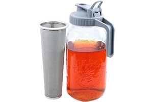 GMCOZY Cold Brew Mason Jar Iced Coffee Maker 64 Oz Wide Mouth Jar Cold Brew Pitcher With Coffee Filter Food Grade Airtight & Leak-Proof Pitcher 2 Quart