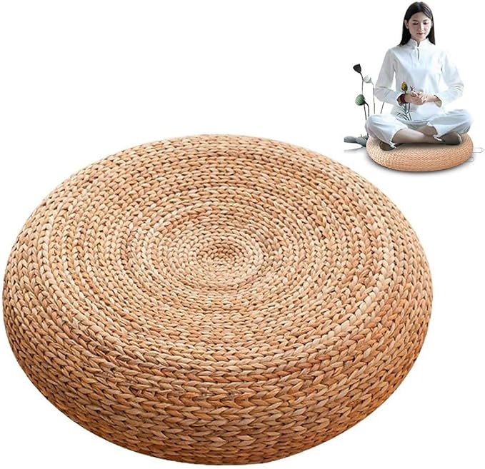 Japanese Straw Futon Cushion Tatami Floor Cushion Handcratfed Wicker