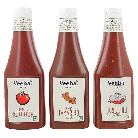 Veeba Pack of 3 Sauces with Premium ketchup, Tangy Tamarind Sauce