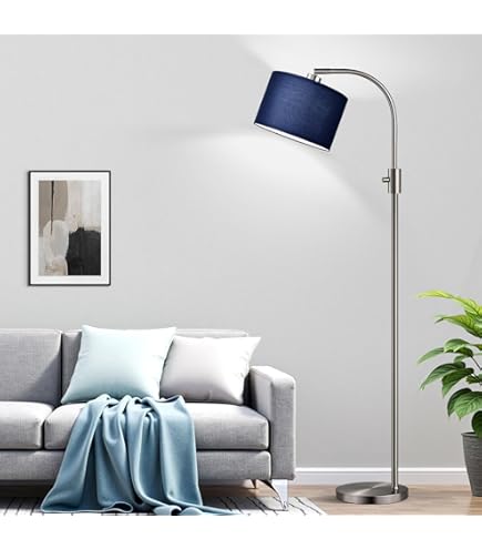 Wood Tripod Floor Lamp Navy Blue Marl Heather Triblend Melange