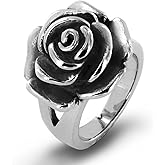 West Coast Jewelry ELYA Women's Antiqued Blooming Rose Stainless Steel Ring - Sizes 6 to 9