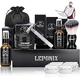 Shaving Kit for Men, Include Safety Razor, Sandalwood Shaving Cream, Mens aftershave, Pre Shave Oil, Shaving Brush, Shaving A