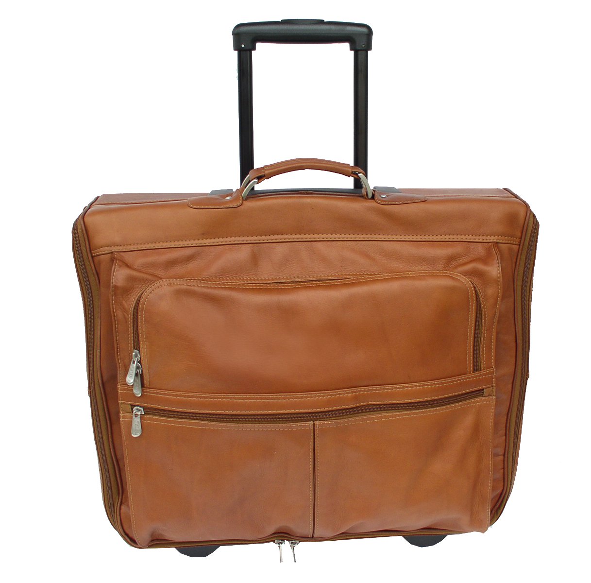 Piel Leather Traveler Garment Bag on Wheels in Saddle Jetstream Cat
