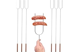 Coghlan's Camp Forks 6-Pack – 40" Solid Steel, Marshmallow Sticks with Wooden Handles | Heavy-Duty Camping Essentials for Fir
