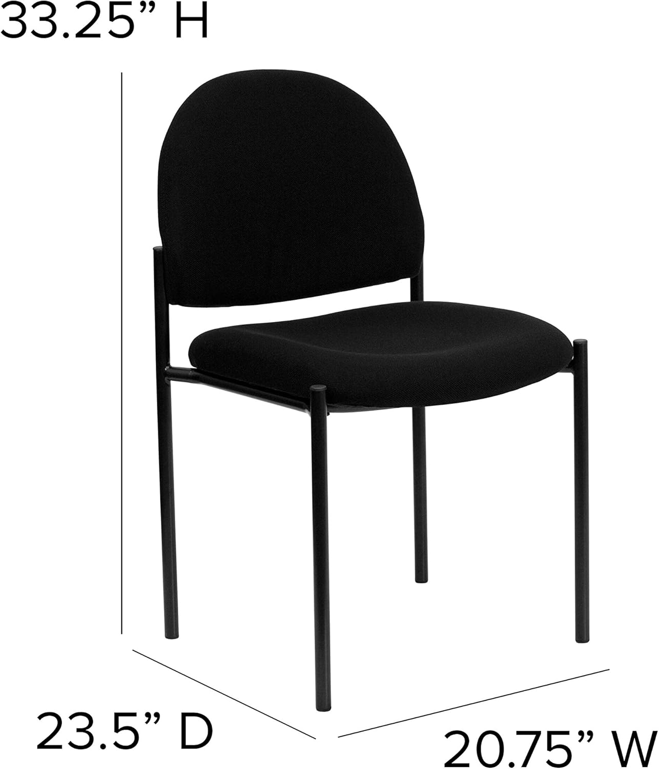 Flash Furniture Comfort Black Fabric Stackable Steel Side Reception Chair: Furniture & Decor
