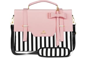 MATEIN Laptop Bag for Women, 15.6 inch Slim Computer Briefcase Sleeve Case, Lightweight Cute Girly Messenger Shoulder Carrying Work Tote Bag with Rfid Pocket, Sister Gifts for School Girl Office, Pink