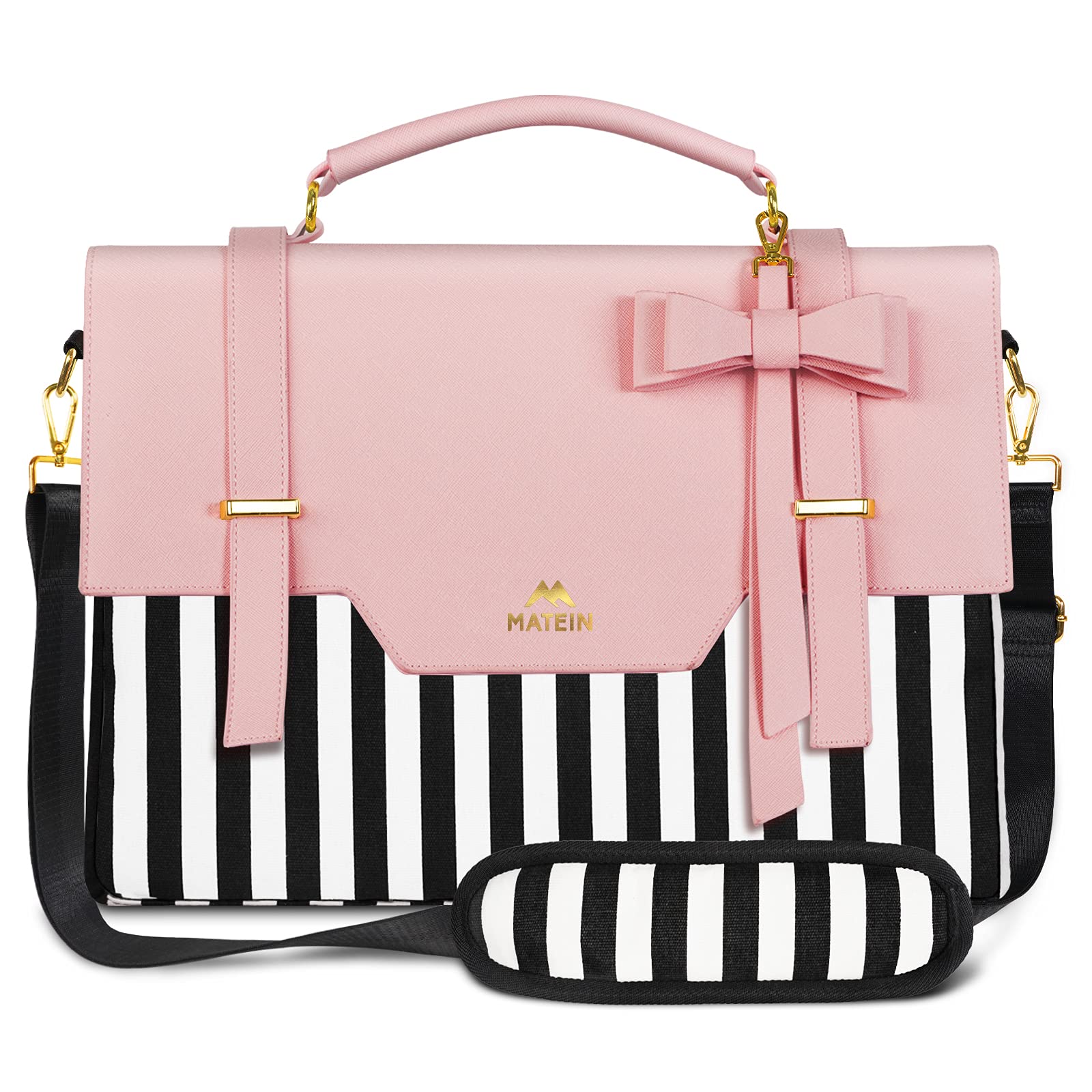 Photo 1 of MATEIN Laptop Bag for Women, 15.6 inch Slim Computer Briefcase Sleeve Case, Lightweight Cute Girly Messenger Shoulder Carrying Work Tote Bag with Rfid Pocket, Sister Gifts for School Girl Office, Pink