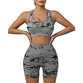 IwIeIaIrI Workout Sets for Women 2 Piece Seamless High Waist Shorts Yoga Outfits Sports Bra Gym Shorts