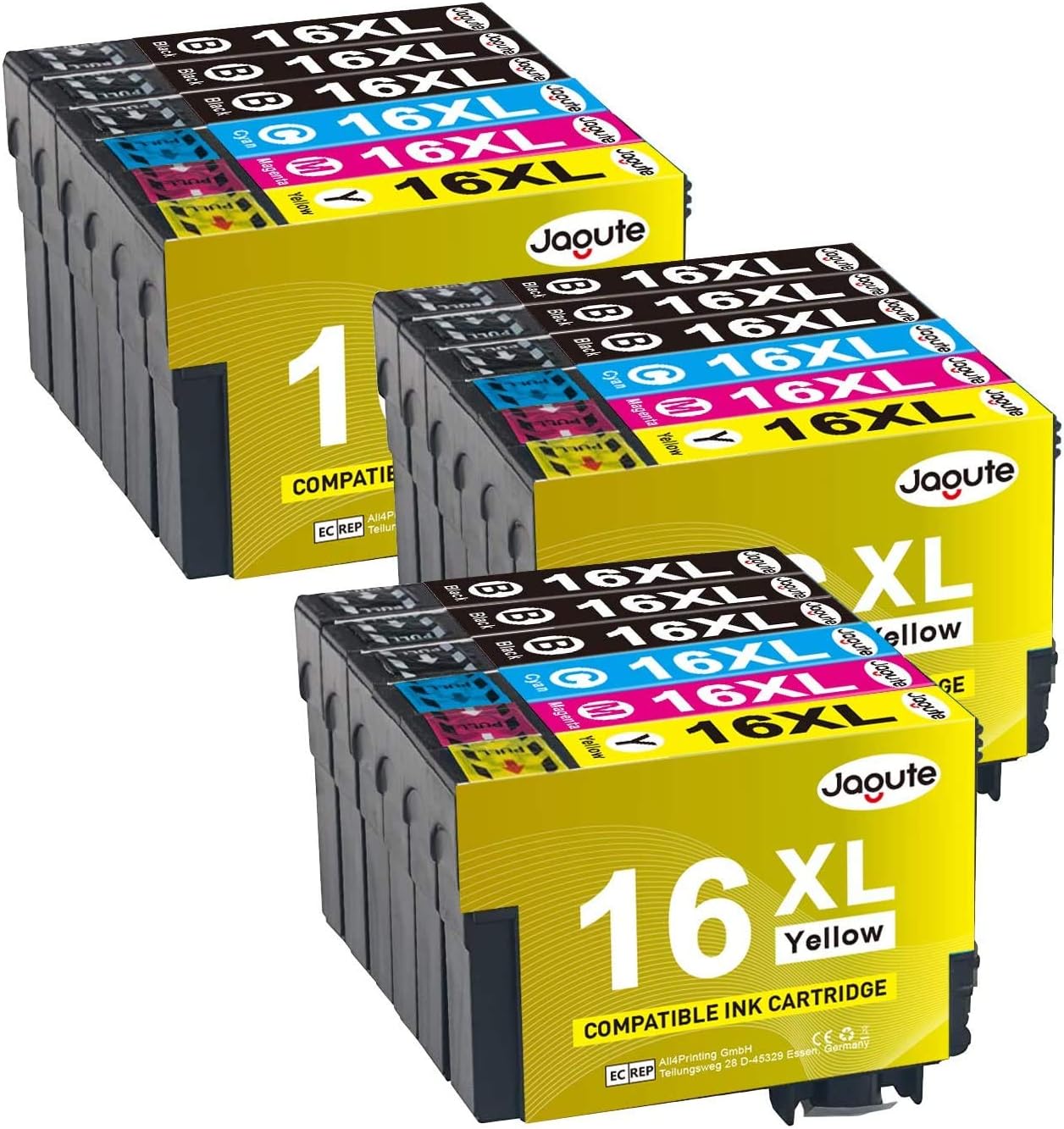 16XL Ink Cartridges Multipack Replacement for Epson 16 XL Ink for Workforce WF-2750 WF-2760 WF-2660 WF-2650 WF-2630 WF-2540 WF-2530 WF-2010 WF-2510 WF-2520 (9 Black 3 Cyan 3 Magenta 3 Yellow