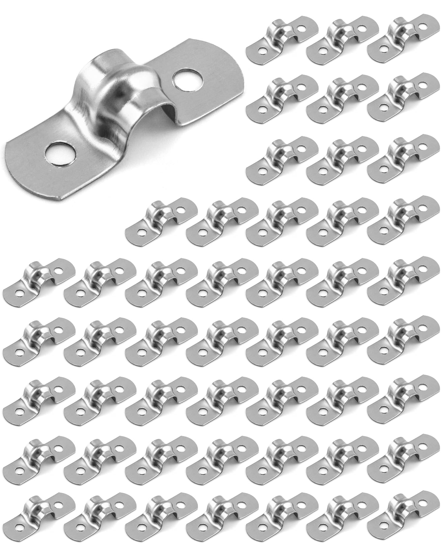QWORK® 50PCS 8mm U Shaped Clamp, 304 Stainless Steel Saddle Clamp Strap Clamp Tube Pipe U Clip (M8) — image 1