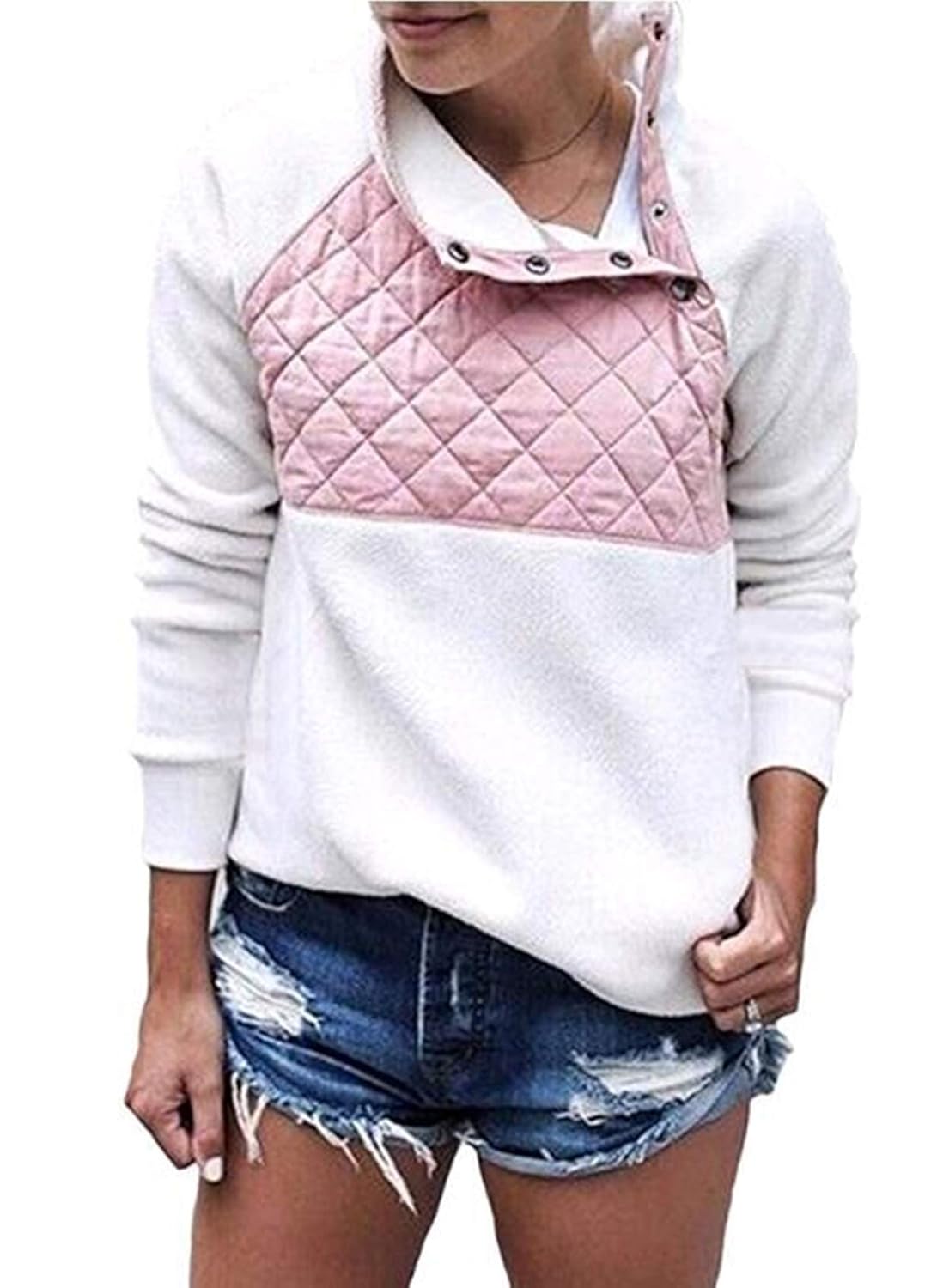 button neck fleece pullover