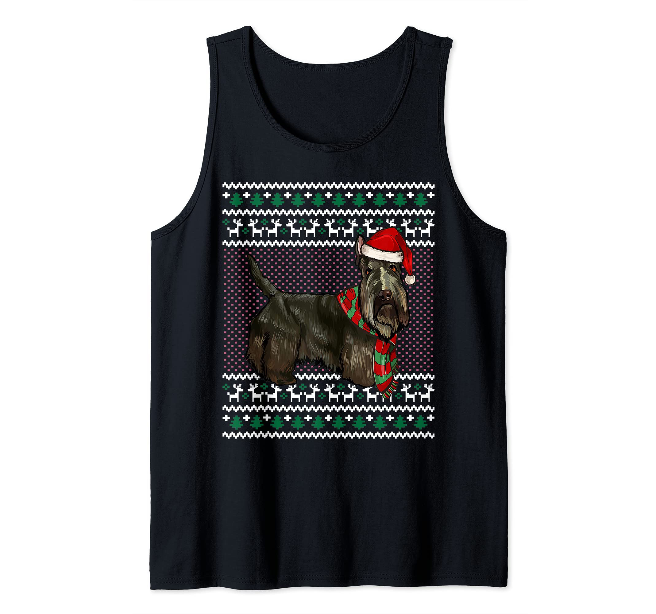 Xmas Scottish Terrier Dog Santa Hat Ugly Christmas Tank Top
