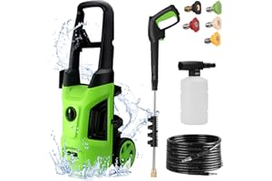 POOPLE Electric Pressure Washer - 4000PSI Max 2.8 GPM Power Washers Electric Powered with Foam Cannon 4 Different Nozzles 33 FT Hose, High Pressure Washer for Patios Car (Green)