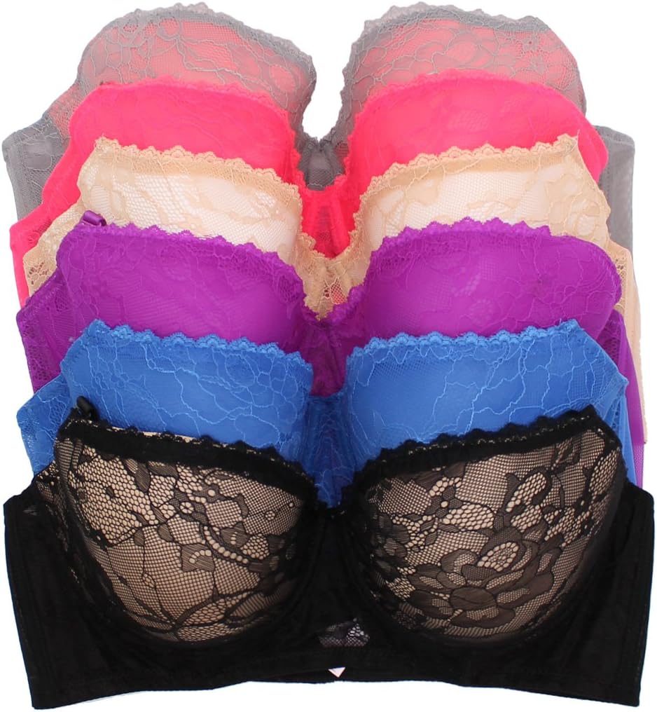 Youmita 6 Pack Lace Covered D, DD Cup
