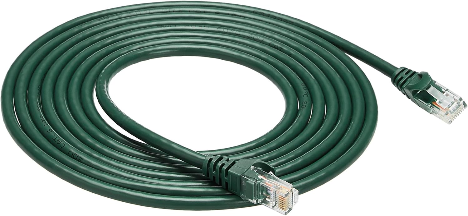 AmazonBasics Snagless RJ45 Cat-6 Ethernet Patch Internet Cable - 10-Foot, Green, 5-Pack