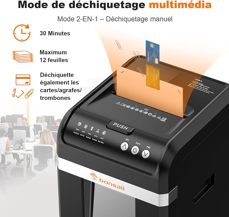 Destructeur de Documents 200 Feuilles Auto-Feed, Coupe Micro P-4