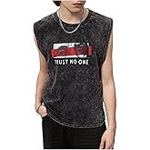 SHENHE Men's Graphic Tank Top Sleeveless Crew Neck Vintage Workout Gym Muscle Shirt Casual Tnak