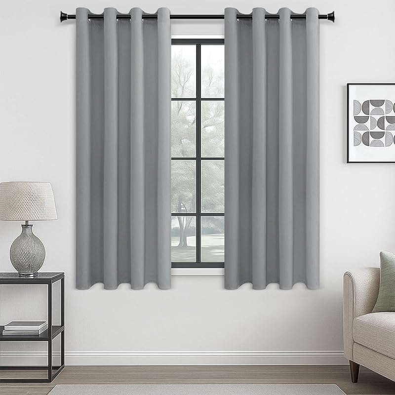 MRTREES Light Grey Blackout Curtains 46x54 Inch 2 Panels Eyelet Thermal Bedroom