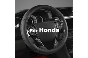 GIANT PANDA Microfiber Leather Steering Wheel Cover for Honda Accord,Civic,CR-V,HR-V,Pilot(Diamond-Pattern-Black-Standard Size)