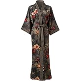 Ledamon Women's Kimono Robe Long for Women - Pocket Floral Bathrobe