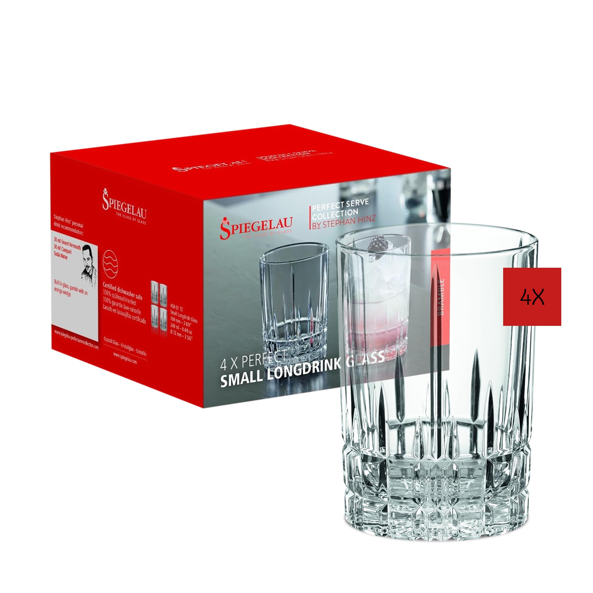 Spiegelau Short Mixed Drinks Glasses, Set of 4, Crystal, 240 ml, Perfect Serve, 4500172