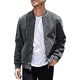 COOFANDY Men's Casual Varsity Jacket Vintage Lightweight Suede Bomber Jackets