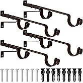 Vicenpal 4 Pack Extended Curtain Rod Brackets Double Curtain Rod Bracket Long Double Drapery Window Wall Mount Bracket Holder, up to 1.25 Holder for Window, Bedroom, Drapery