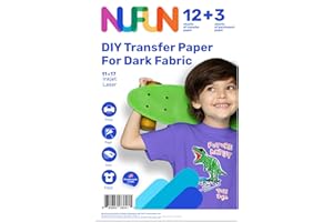 NuFun Activities Inkjet Printable Iron-On Heat Tshirt Transfer Paper 11x17 (12, Dark Fabrics)