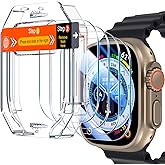 UniqueMe for 4 Pack Apple Watch Ultra/Ultra 2 / Ultra 3 Screen Protector 49mm, Military Grade Shockproof Case Friendly Anti-Scratch Bubble-Free Tempered Glass Clear Cover iwatch【Update Packaging】 | 49mm, Military Grade, Shockproof, Case Friendly, Anti-Scratch, Bubble-Free