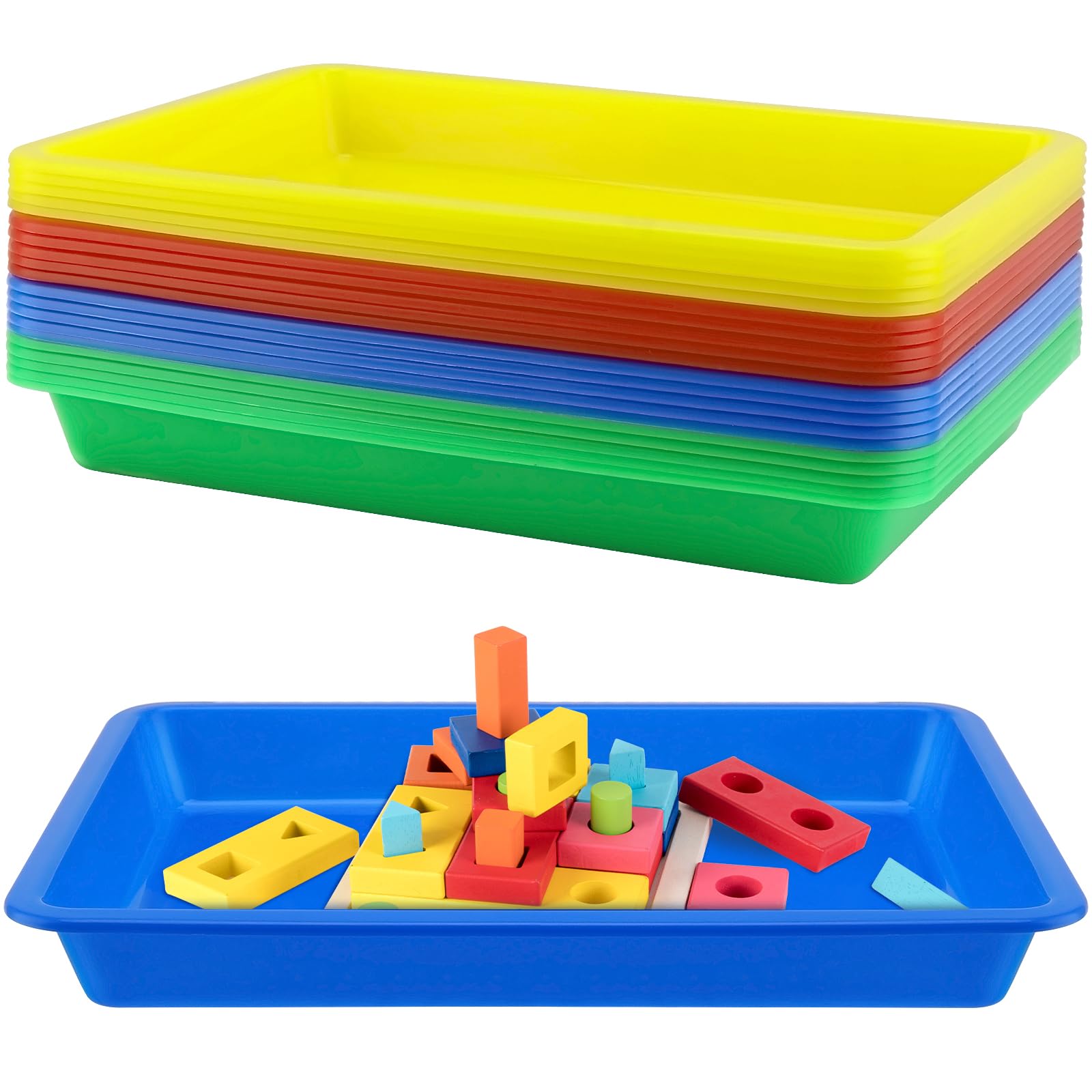 LEXININ 20 PCS Small Plastic Craft Art Tray, 27.5 x 21 x 3cm Colored Activity Organizer Tray for Craft DIY Painting