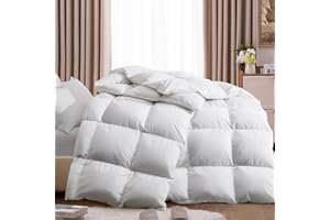 DREAMHOOD All Season Goose Feathers Down Comforter King Size 100% Cotton Cover with 4 Corner Tabs, Medium Weight Duvet Insert Soft and Durable Down Proof Cotton Fabric (106"×90",White)