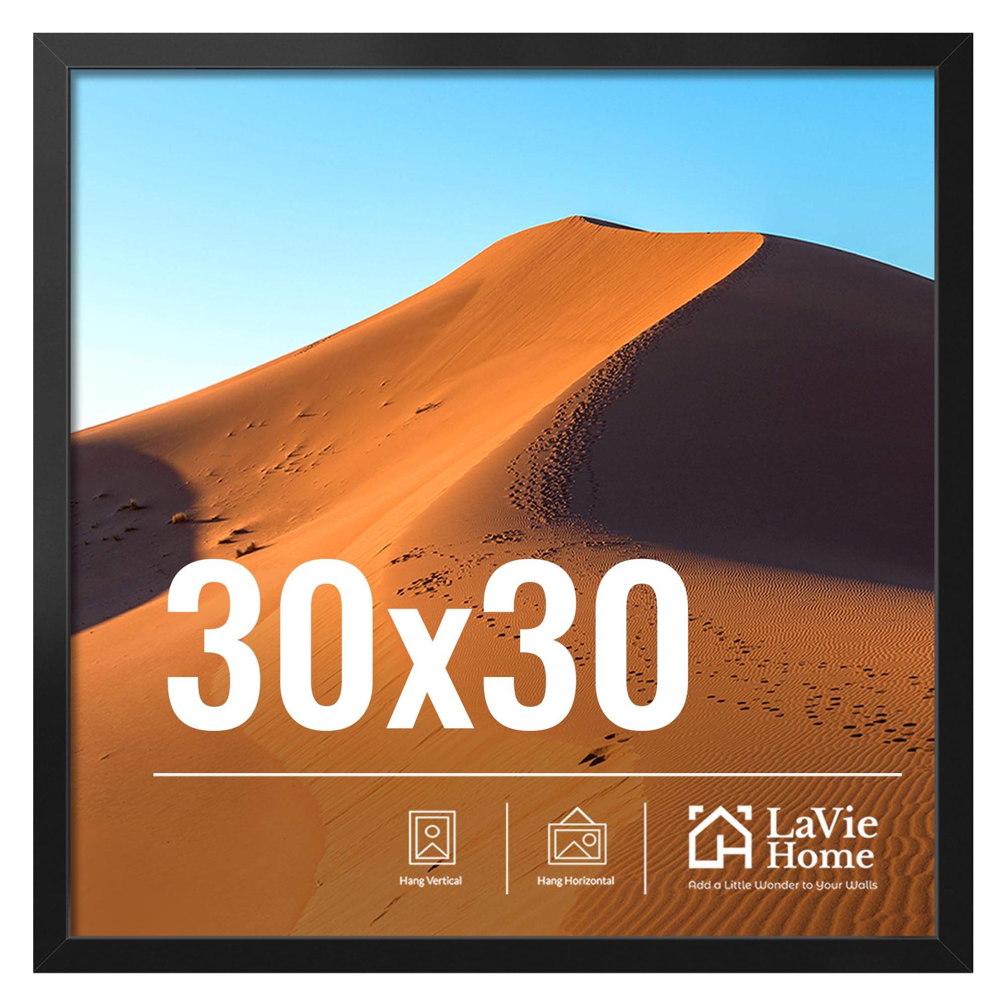 Photo 1 of * POSSIBLY ISSUE W/ TWO SAWTOOTH HANGERS BEING STUCK IN PLACE, BUT OTHERWISE PERFECT!!! *  LaVie Home 30x30 Picture Frame for Wall Display, 30x30 Black Photo Frame with HD Pexiglas, 30 x 30 Diamond Painting Frame 1 Pack, Display Frame for Vertical or Hori