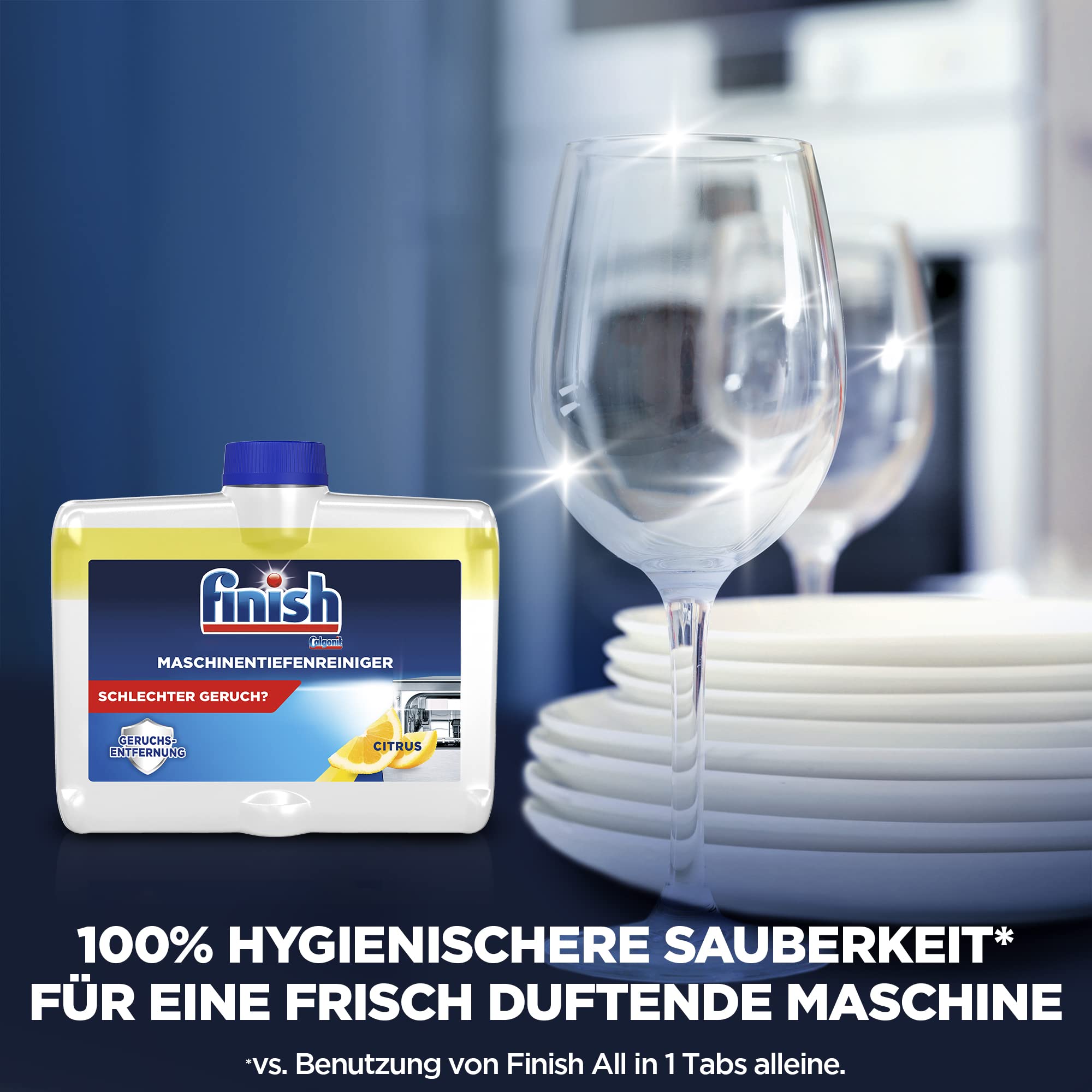 Finish Maschinentiefenreiniger Citrus – Flüssiger Maschinenreiniger gegen Kalk und Fett für eine saubere Spülmaschine – Sparpack mit 1 x 250 ml Maschinenpfleger mit Zitronenduft 6
