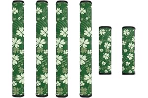 Garucesta Refrigerator Door Handle Covers Pack of 6 Anti-Stain Kitchen Appliances Handle Protector Fridge Microwave Decor and Accessories, Musical Note Shamrock Clover Print Green St. Patrick's Day