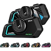 Fodsports T1 PRO Motorcycle Intercom V5.4 with Music Sharing, One-Click Switching for 4 Functional Modes, 6-Way Motorcycle Helmet Headset, FM/5 Stickers/Noise Cancellation/Stereo Music, 2 Pack