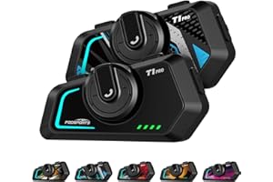 Fodsports T1 PRO Motorcycle Intercom V5.4 with Music Sharing, One-Click Switching for 4 Functional Modes, 6-Way Motorcycle Helmet Headset, FM/5 Stickers/Noise Cancellation/Stereo Music, 2 Pack