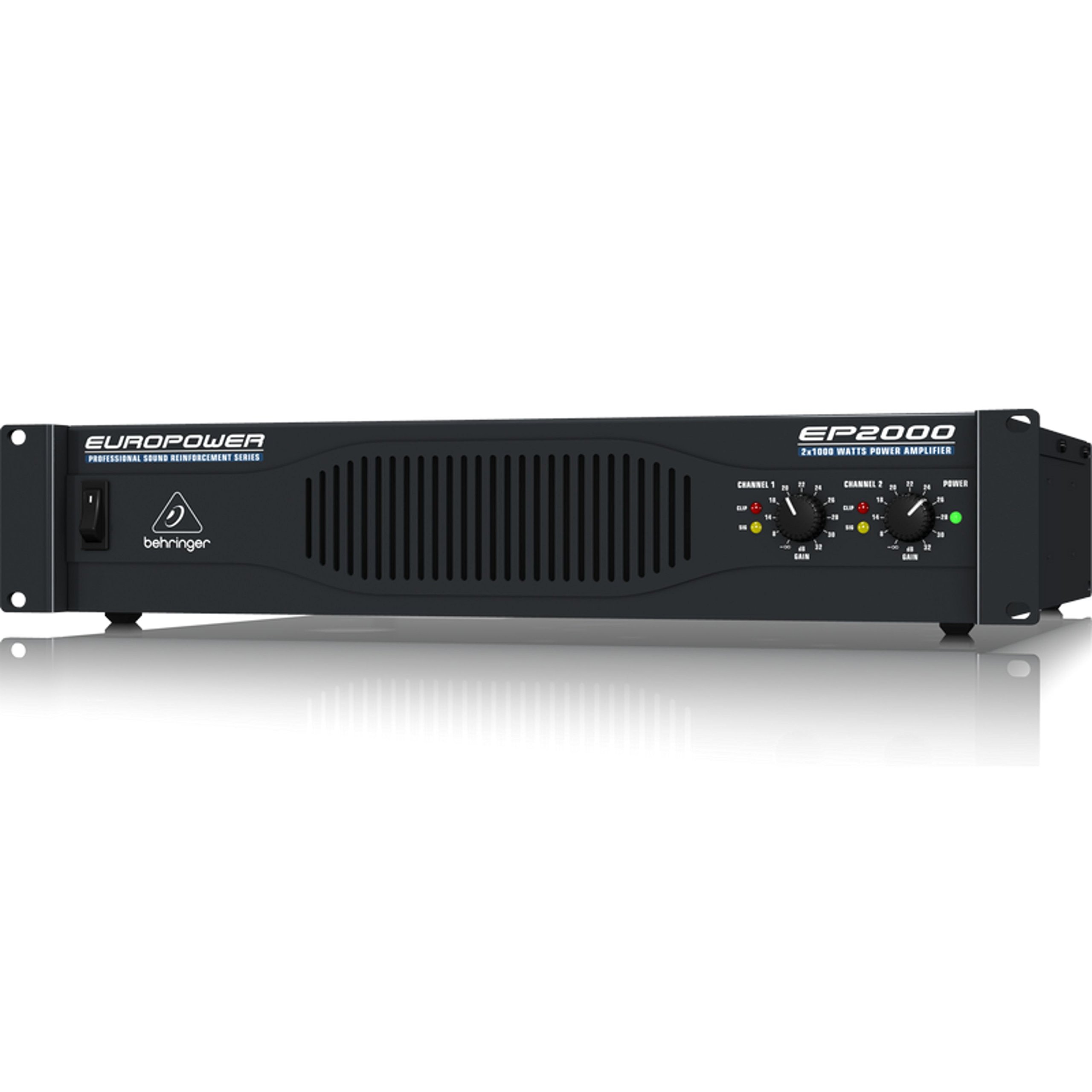 Behringer EUROPOWER EP2000 Amplificador de potencia estéreo profesional de 2000 vatios con tecnología ATR (respuesta transitoria acelerada)