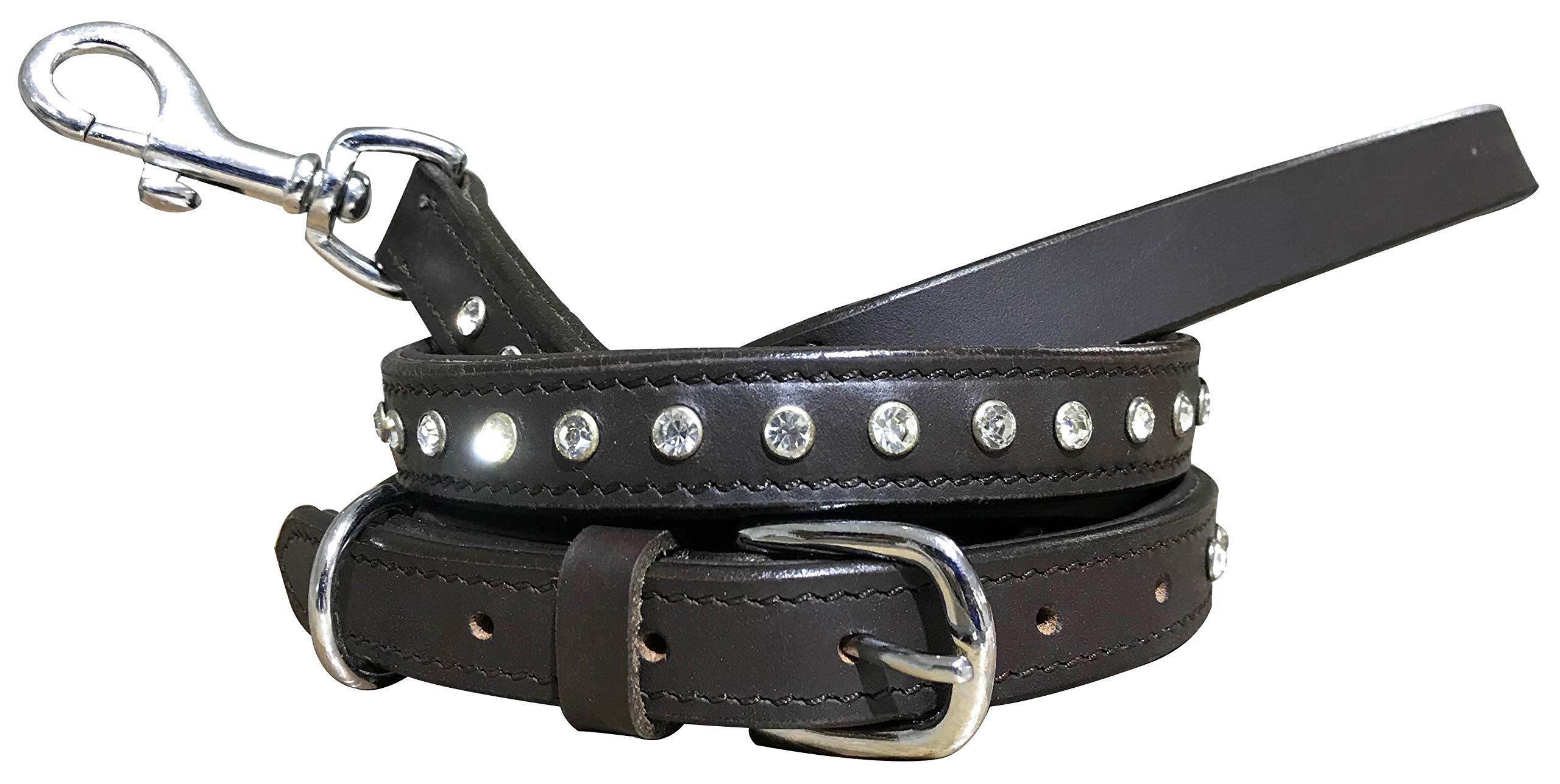 BRADLEY CROMPTON Genuine Leather Matching Pair Dog Collar and Lead Set L