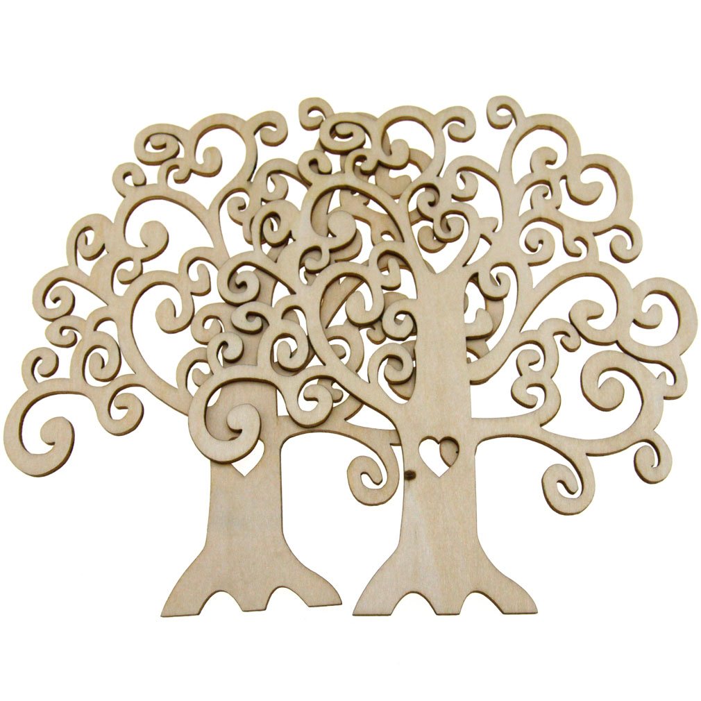 2 x Wooden Tree Shape blank,Family Tree,Wedding,Guestbook,Crafting - FREE hearts