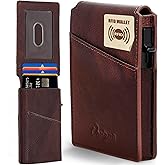 Onrique RFID Wallet for Men, 10 Pop Up Cardholder - Slim Leather RFID Blocking Minimalist Bifold Credit Card Holder, Mens RFID Wallet With Secure Card Protection