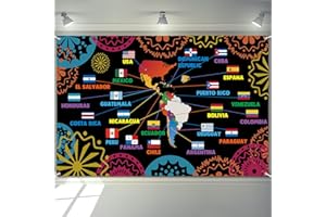 LECONCES 2024 Hispanic Heritage Month Decorations, Latin American Backdrop Large Celebration Hispanic Heritage Banner, Spanish Speaking Countries Decorations National Hispanic Heritage Month Party Supplies