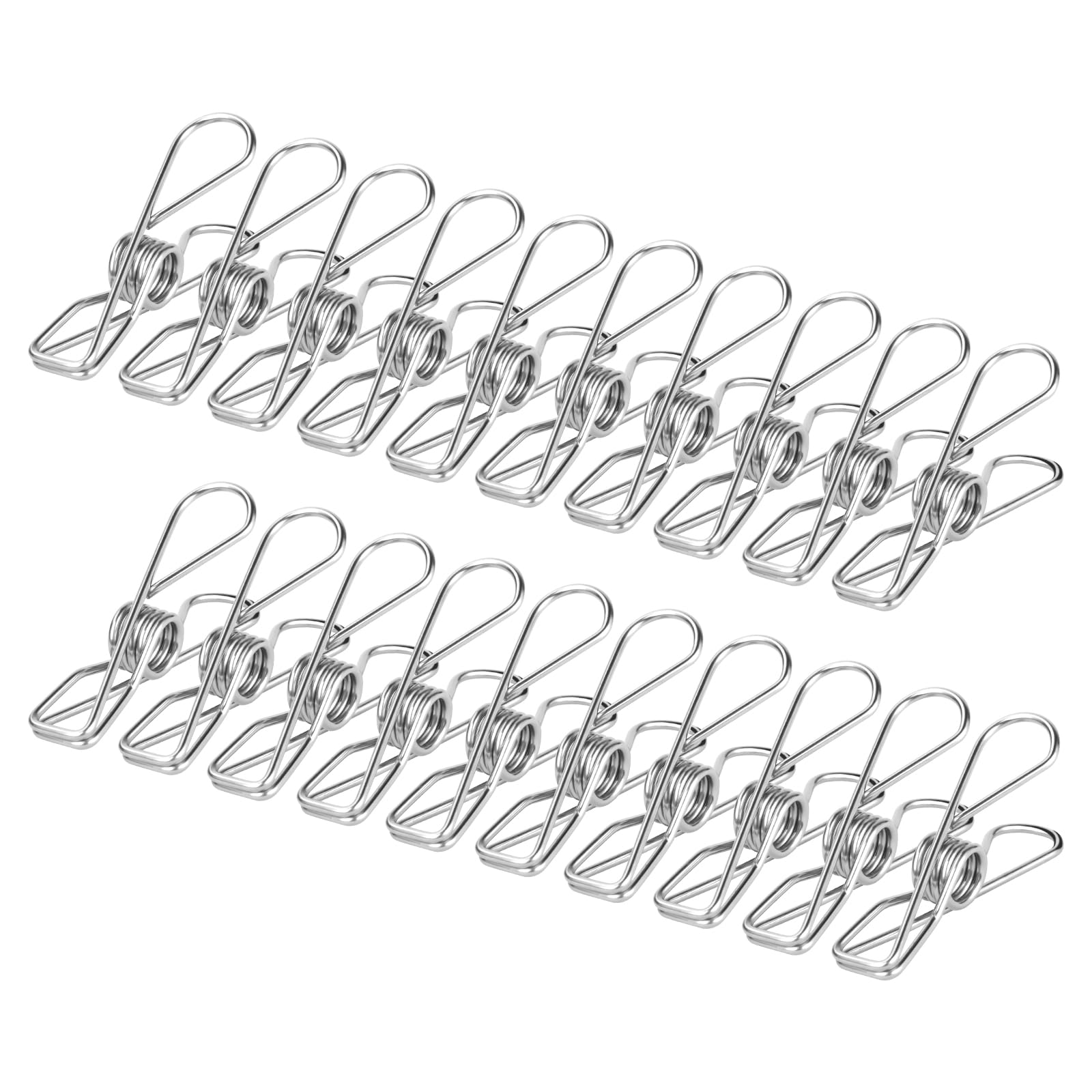 Vicloon Clothes Pegs Chip Clips, 24 Pcs Stainless Steel Clip Pin, 6CM Strong-Grip Metal Laundry Clips for Washing Line, Clothes Sock Hanger, Kitchen, Office