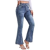 ZMTUO High Waisted Flared Jeans for Women, Bell Bottom Bootcut Stretch Denim Pants with Double Button Design