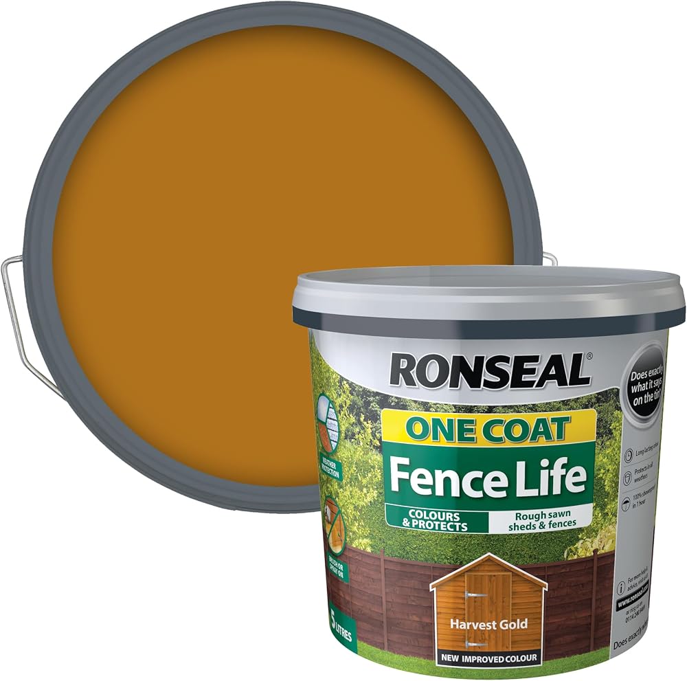 Ronseal One Coat Fence Life Harvest Gold 5 Litre RSLOCFLHG5L