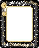 YAAVAAW Happy Birthday Inflatable Selfie Frame Giant Photo Booth Black Gold