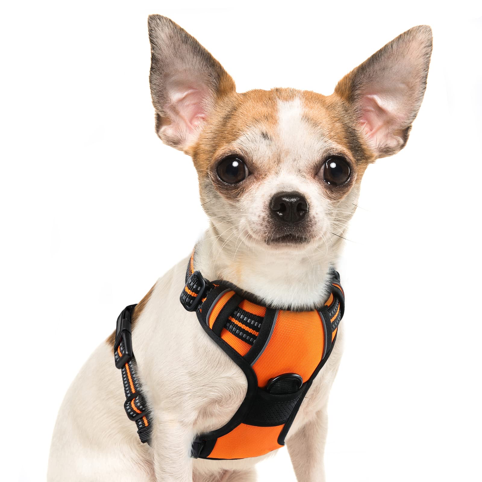 Eagloo Small Dog Harness - No Pull, Adjustable Front Clip Vest with Soft Padded Reflective Breathable Design, Easy Control Handle - Orange
