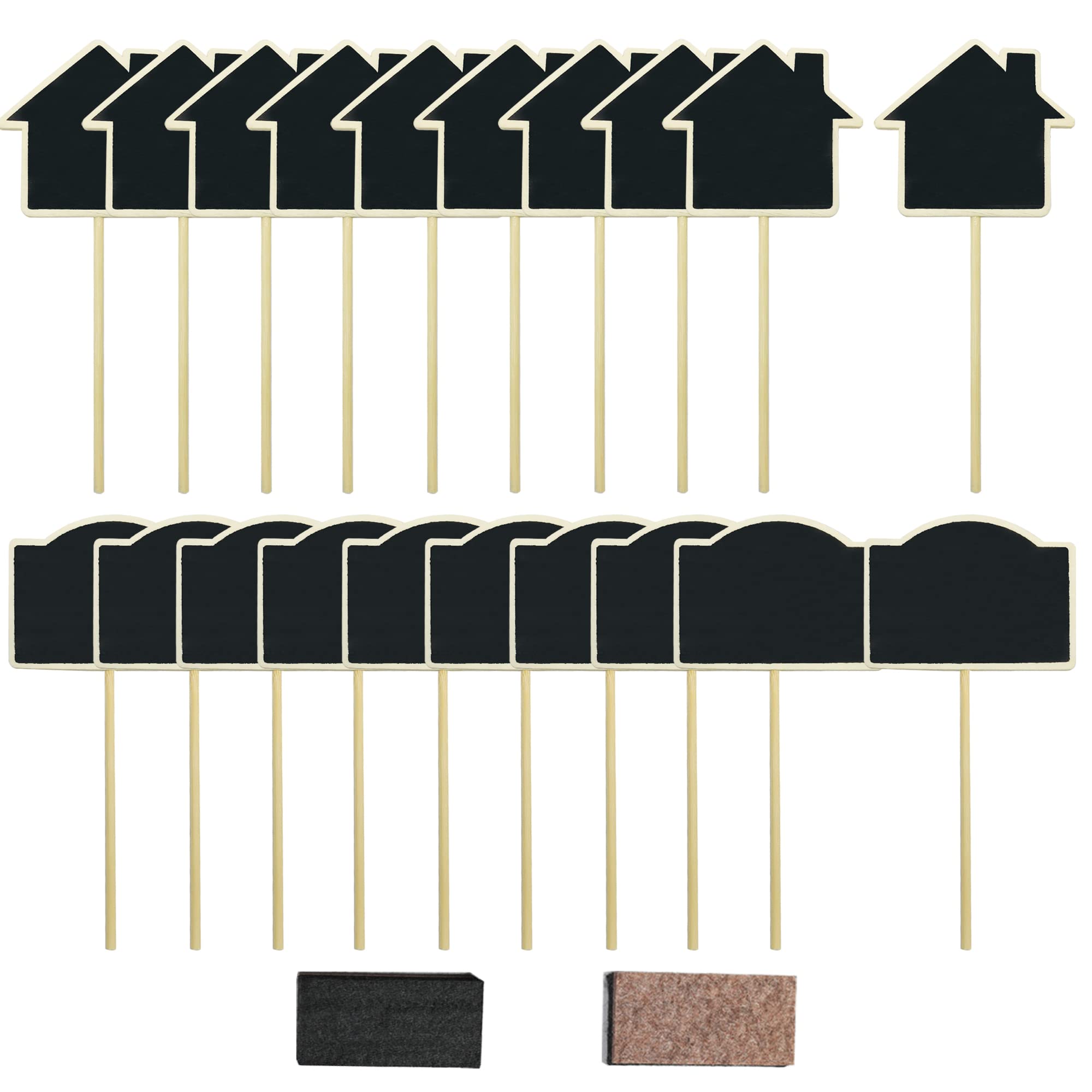 Woohome 20 PCS Mini Chalkboard, House Mini Wooden Blackboard Signs Arched Mini Black Board for Message Board Signs, Wedding Table, Kids Craft Party