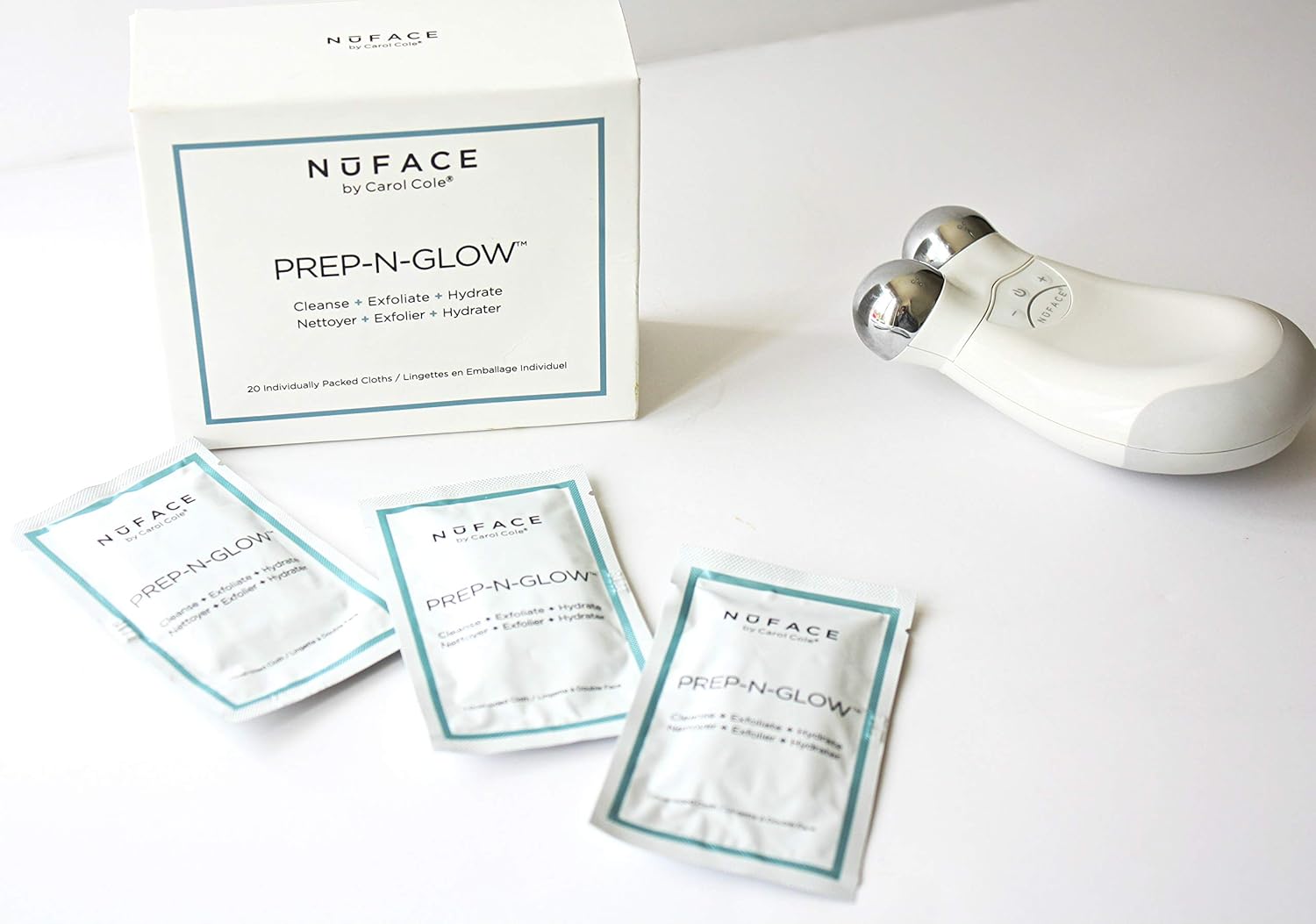 NuFACE PrepNGlow Dual-Sided Cleansing Cloths, 20 Count: Premium Beauty