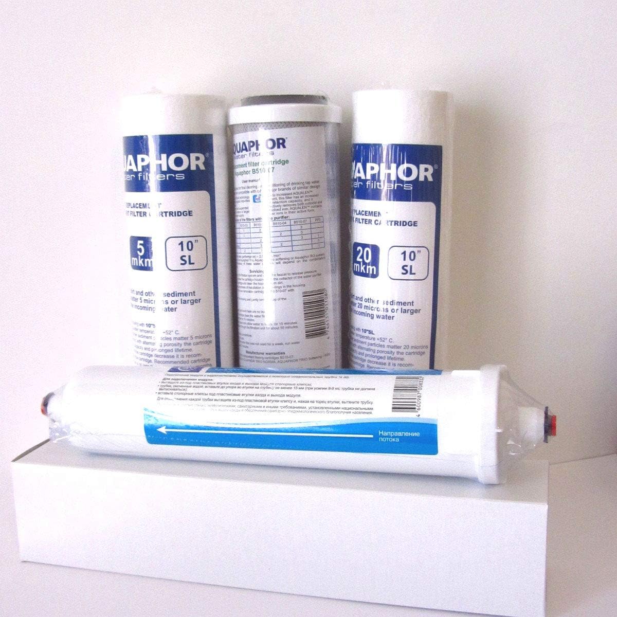 Kit of 4 spare filters: set of 3 filters 2.5 x 10'' SL (20 mk + Carbon Block Filter + 5 mk) and 10''x2'' 1/4 JG for water purifier 10 inch Osmosis systems - Image 3